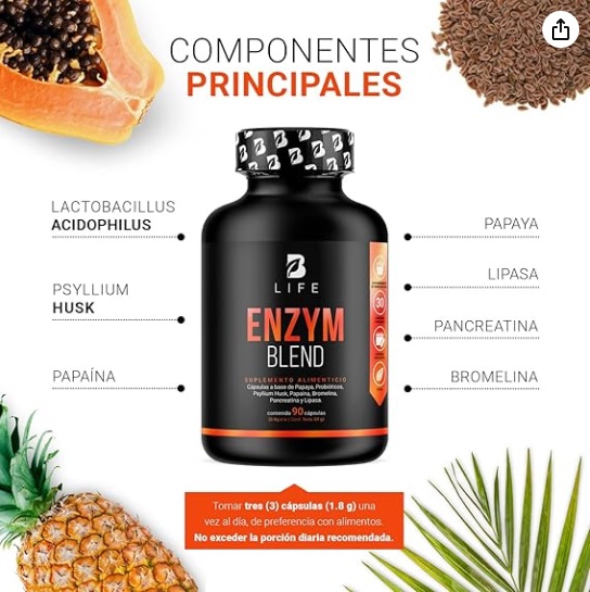 BLIFE Enzym Blend | Enzimas Digestivas  90 Caps | 600 mg