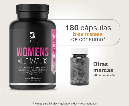 BLIFE Womens Mult Matur3 | Multivitamínico para Mujeres +40 180 Caps | 500 mg