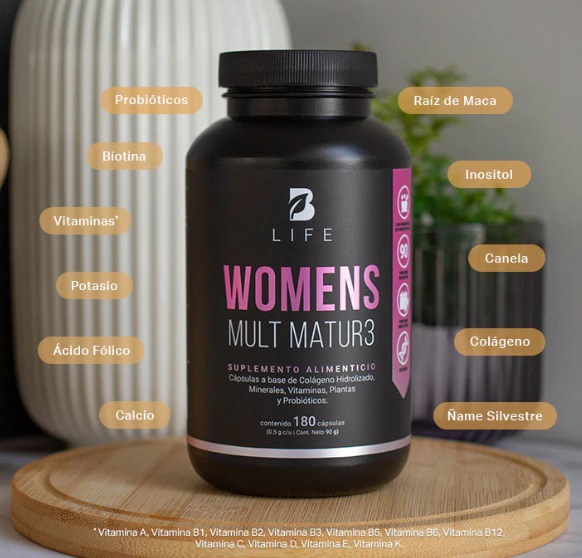 BLIFE Womens Mult Matur3 | Multivitamínico para Mujeres +40 180 Caps | 500 mg