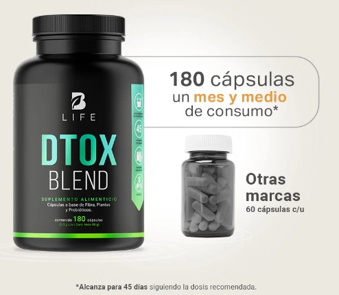 BLIFE Dtox Blend | Detox a base de Malva, Psyllium Husk y Diente de León 180 Caps