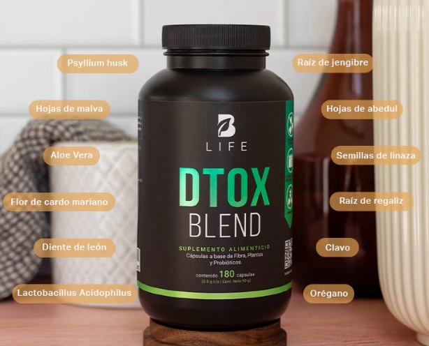 BLIFE Dtox Blend | Detox a base de Malva, Psyllium Husk y Diente de León 180 Caps