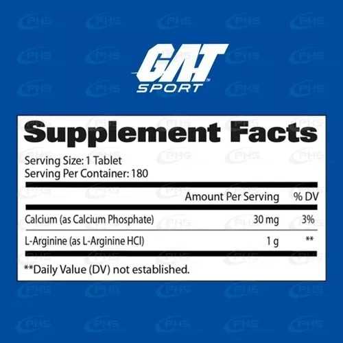 GAT, L-ARGININE 180 TABS 180 SERVICIOS