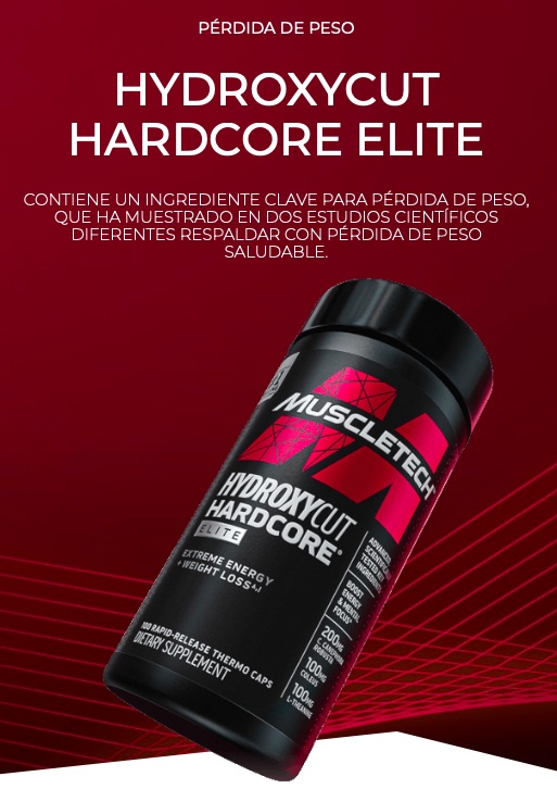 HYDROXYCUT HARDCORE ELITE 100 CAPS 50 SERVICIOS