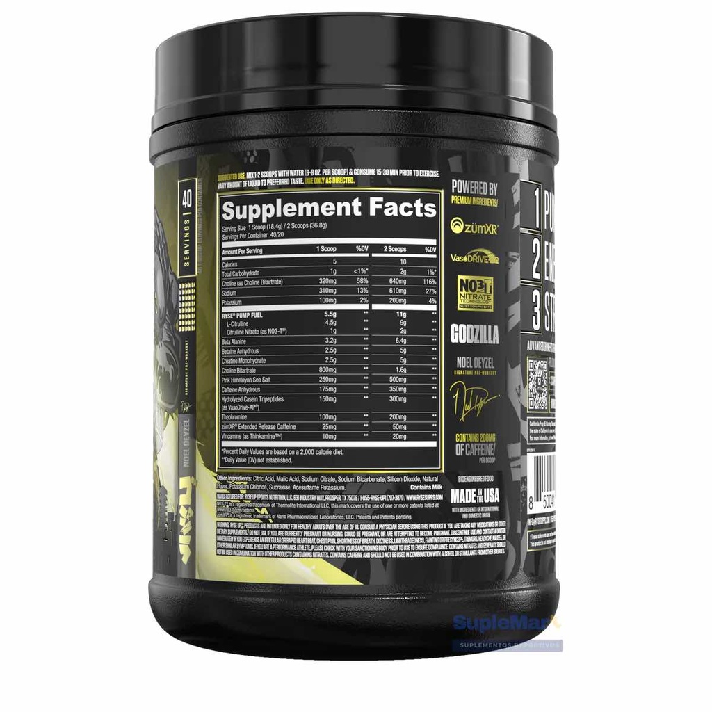 RYSE PRE WORKOUT GODZILLA 40 SERV