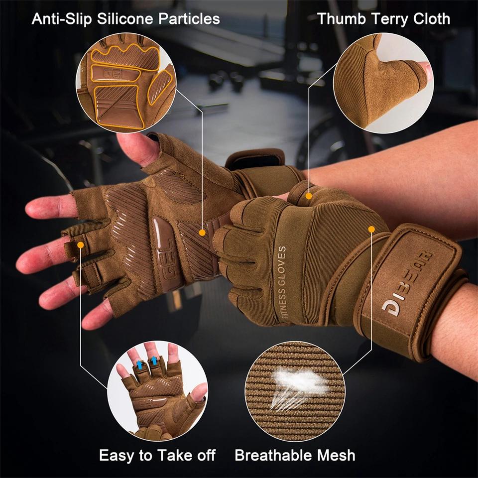 DIBEAR GUANTES GYM ANTIDESLIZANTES ARMY GREEN