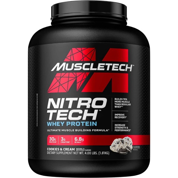 NITROTECH WHEY PROTEIN 4 LBS 40 SERVICIOS COOKIES & CREAM